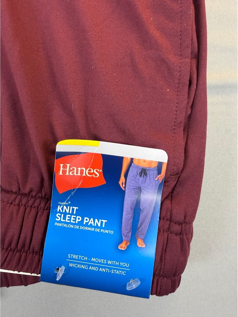 Hanes Men's Knit Sleep Pant Burgundy Size Small 93% Polyester 7% Spandex